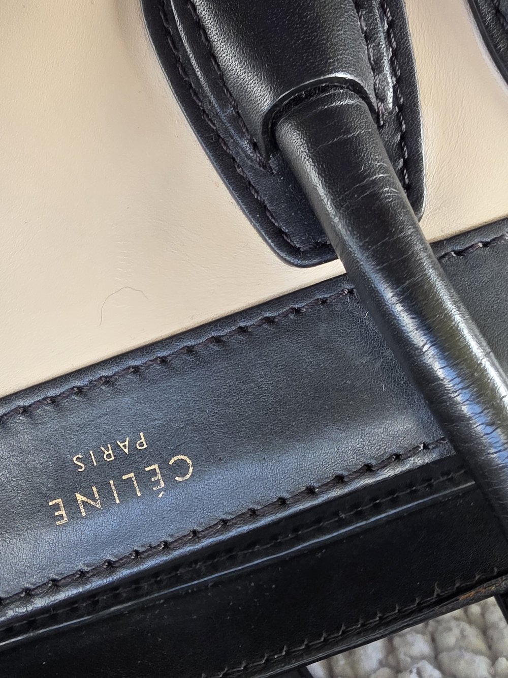 Celine Black and Cream Mini Luggage Bag with Tan Sides - Picture 3 of 16